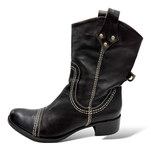 Tentazione Italian Brown Leather Cap Toe Booties Sz EUR 35.5 US 5 - Picture 1 of 14